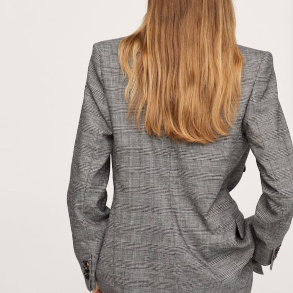 Mango Women Check wool suit blazer Size US S NWT $ 229 - Picture 2 of 5